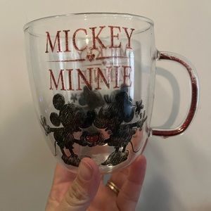 Mickey and Minnie glass mug